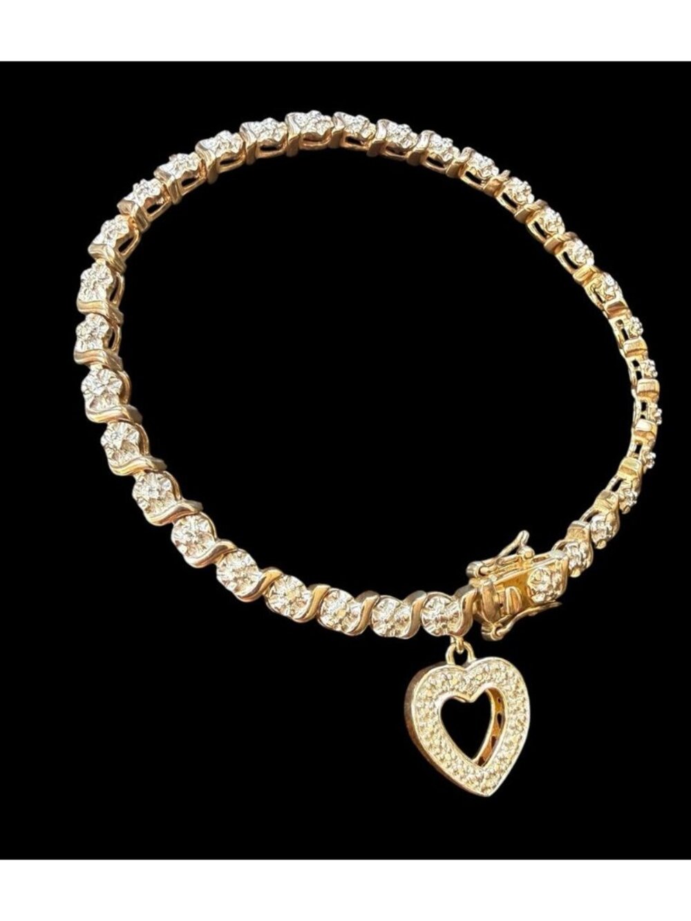 Ross Simons Bracelet 925 Sterling Silver Diamond Accents I Love You Heart Charm
